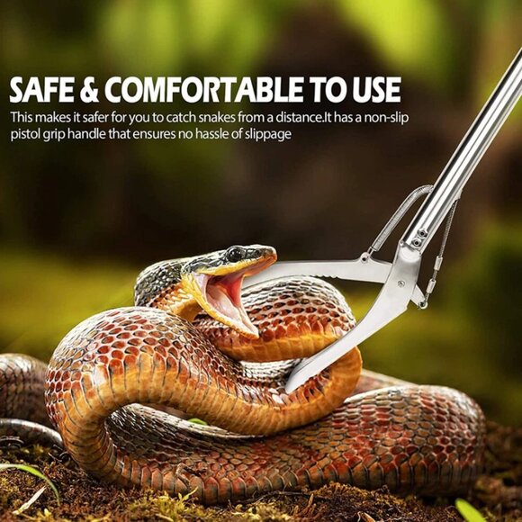 47” Reptile Snake Tongs Catcher Grabber Hook Stick Handling Tool Lock Heavy Duty - Picture 5 of 7